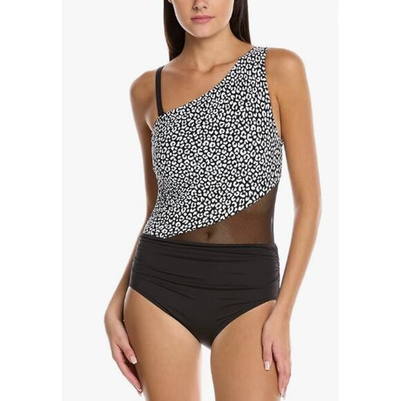 CONTOURS COCO REEF Suraya One-Piece Swimsuit Size 8 32C Black White Cheetah NWT - Picture 1 of 14